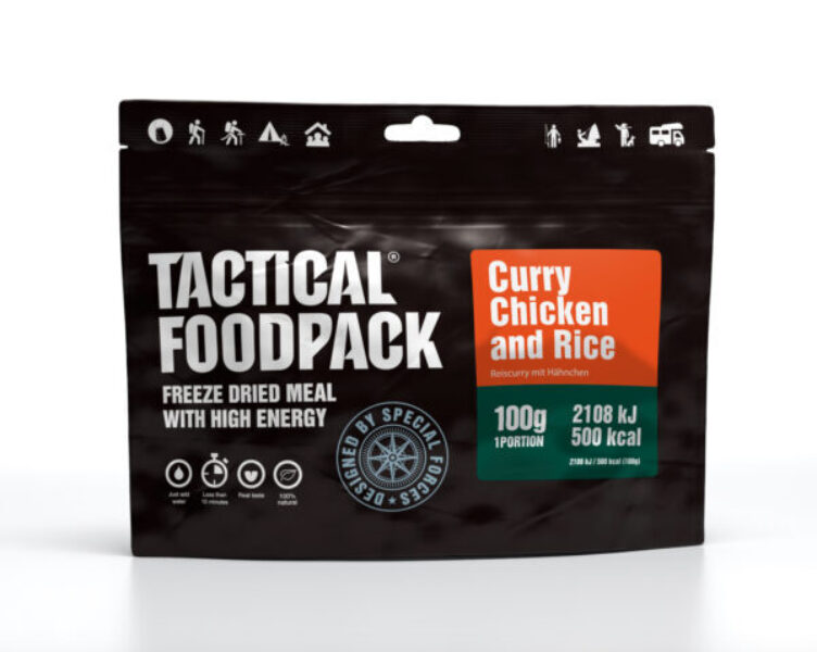 Curry chicken rice Tactical Foodpack outdoornahrung hiking food 600x479